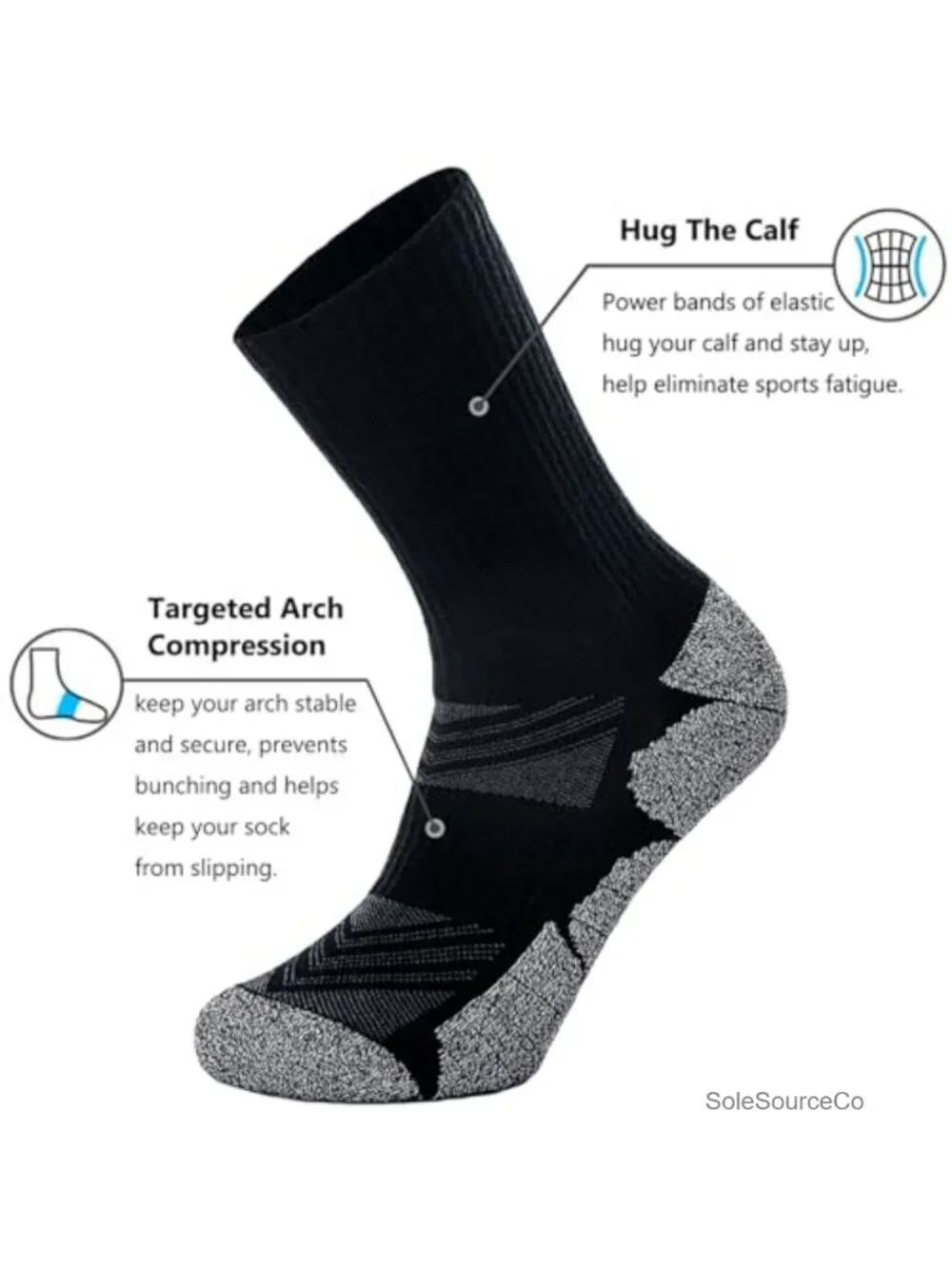 Cushioned Crew Hiking Socks Moisture Wicking Arch Support